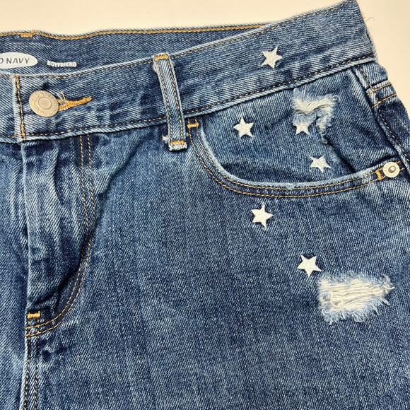 Old Navy Cutoff Boyfriend Denim Star Embroidered Jean Shorts Size 6 - Picture 3 of 9